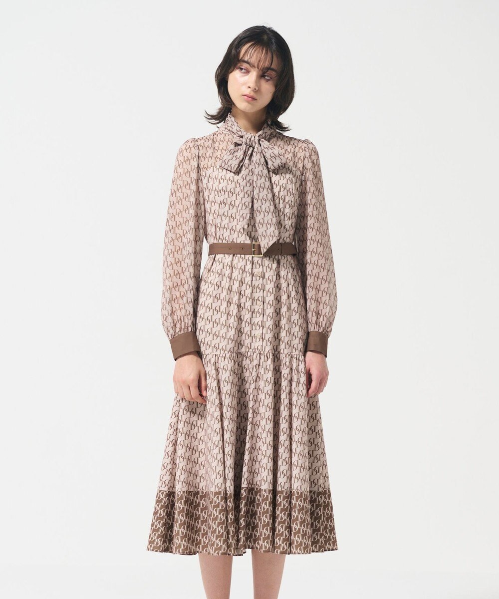 GRACE CONTINENTAL モノグラムプリントレイヤードワンピース 