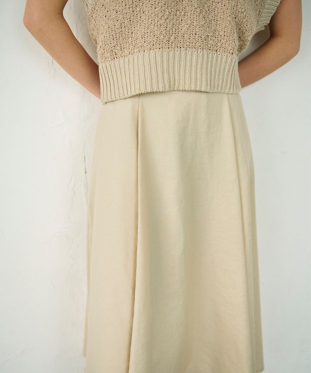 GRACE CONTINENTAL リネンタッチタックフレアスカート 