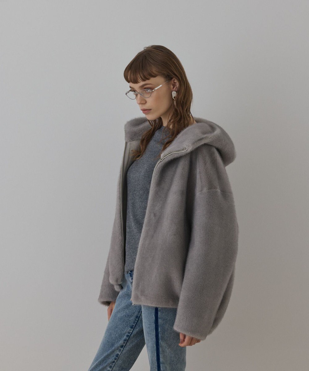 GRACE CONTINENTAL フェイクミンクフードジャケット 