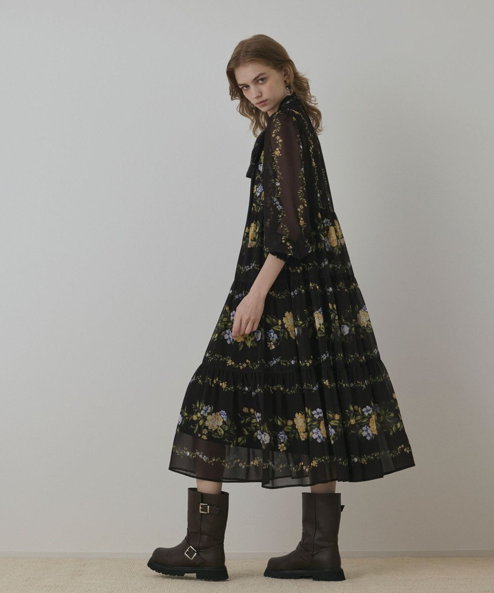 GRACE CONTINENTAL フラワープリントティアードワンピース 