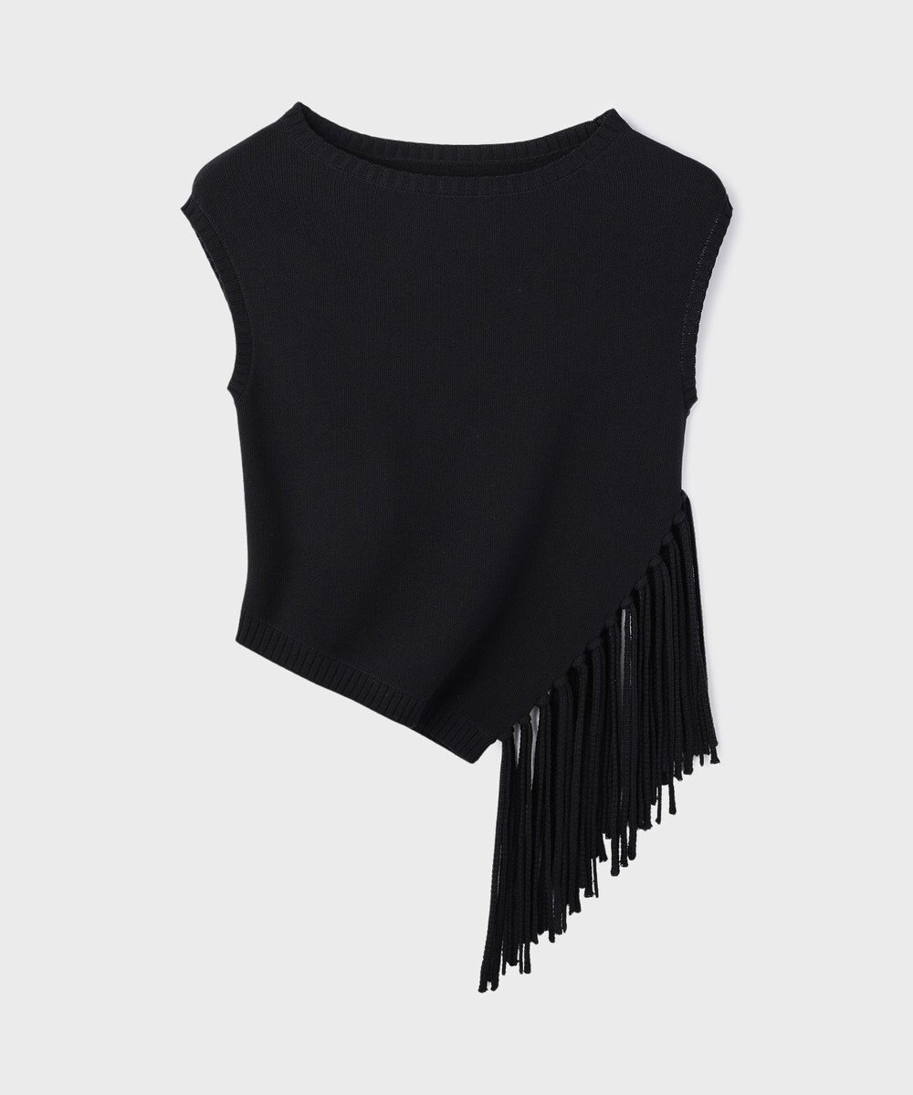 GRACE CONTINENTAL フリンジイレヘムニットトップ 
