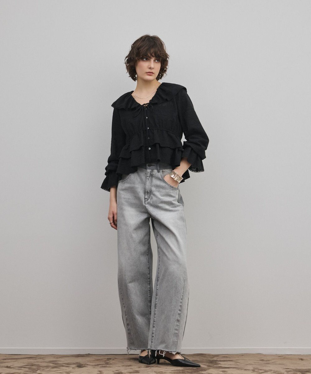 GRACE CONTINENTAL エンブロイダリーフリルブラウス 