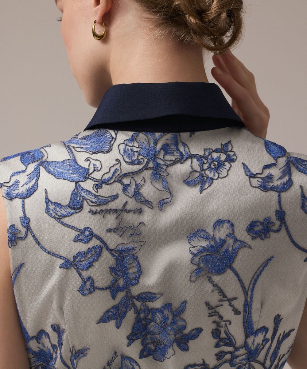 GRACE CONTINENTAL フラワー刺繍ボウタイドレス 