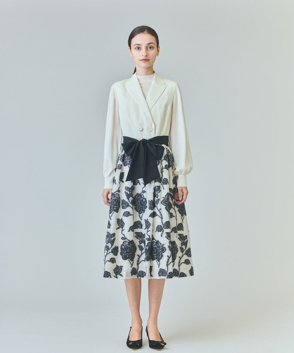 GRACE CONTINENTAL フラワージャガードテーラードレス