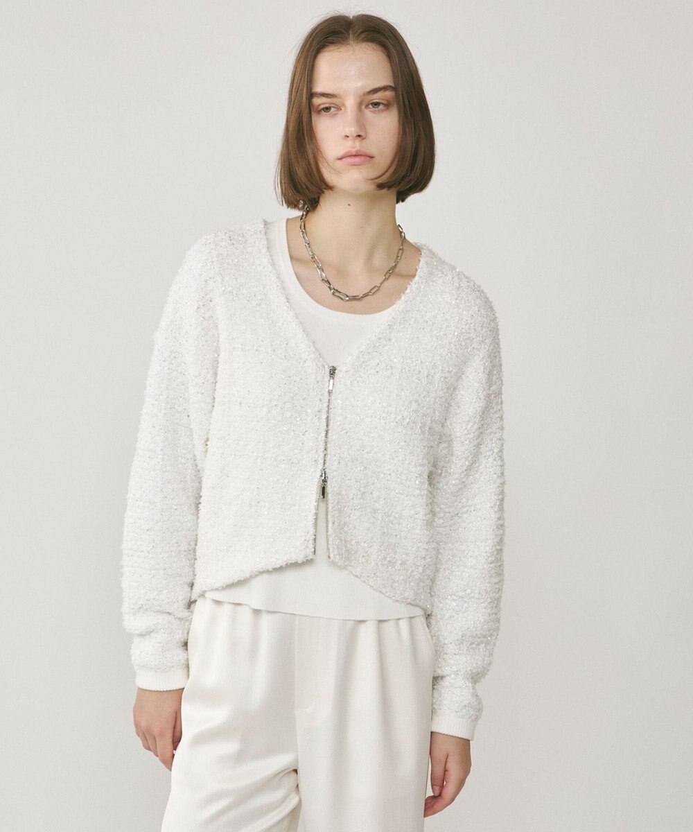 GRACE CONTINENTAL ツイードニットzipカーディガン