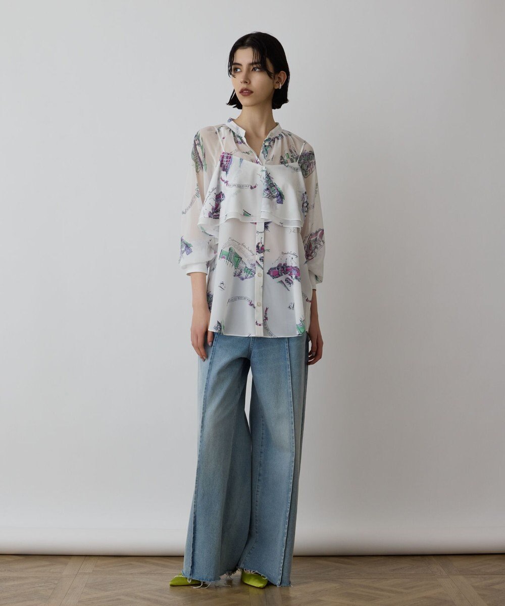 GRACE CONTINENTAL スーヴェニールプリントブラウス