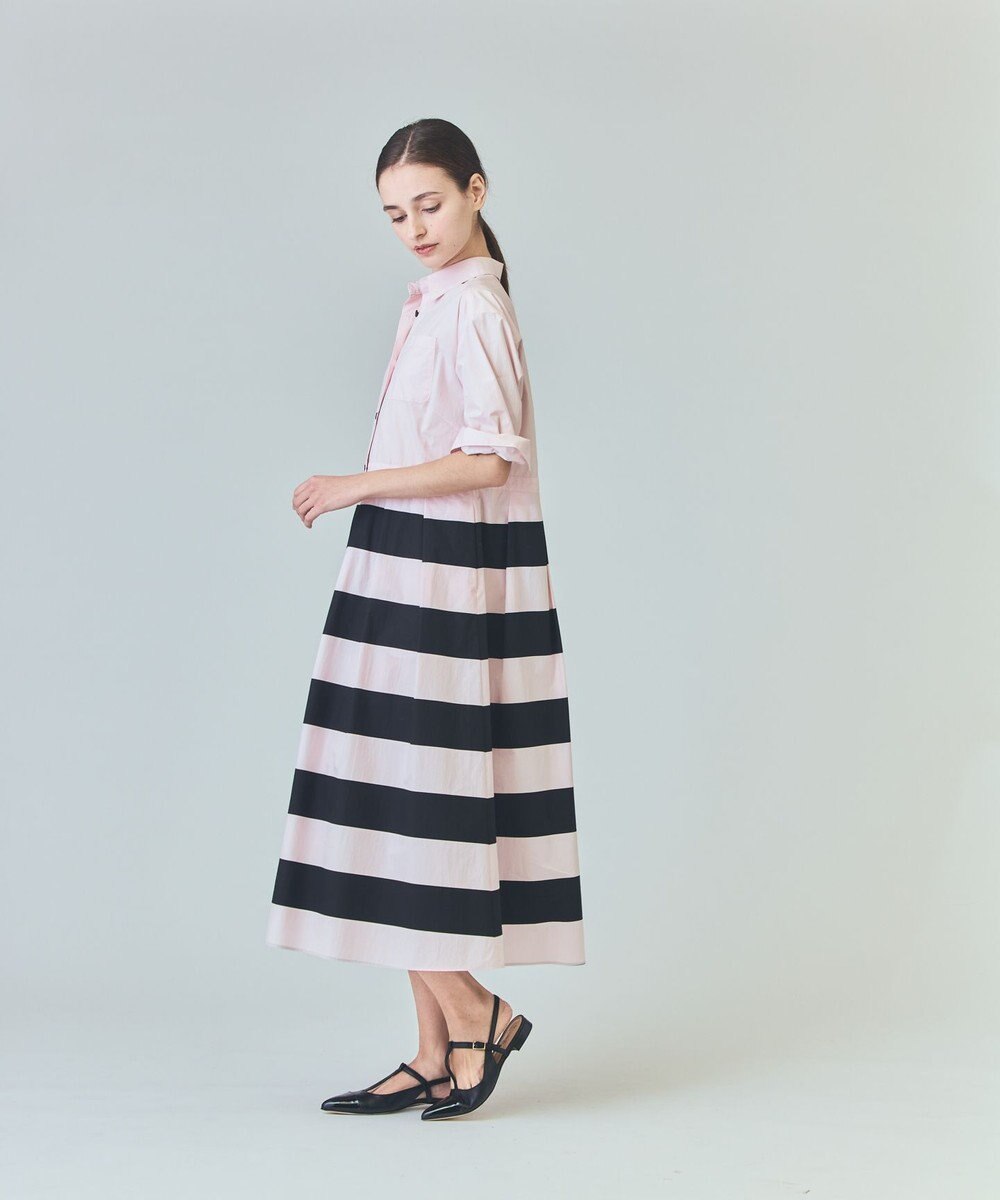 GRACE CONTINENTAL ボーダーコンビシャツワンピース 