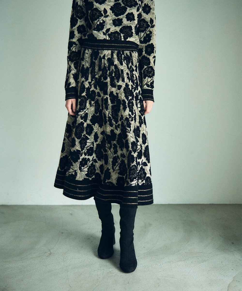 GRACE CONTINENTAL フローラルラメニットスカート 