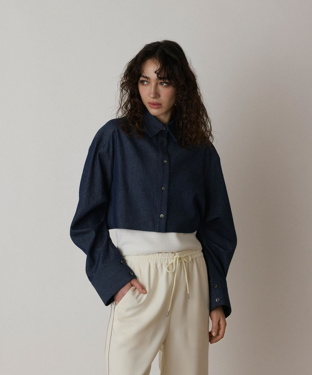 GRACE CONTINENTAL タックスリーブデニムシャツ