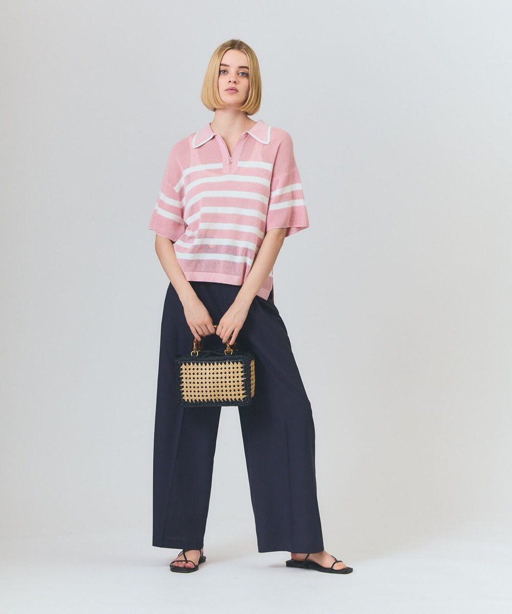 GRACE CONTINENTAL ワッフルボーダートップ