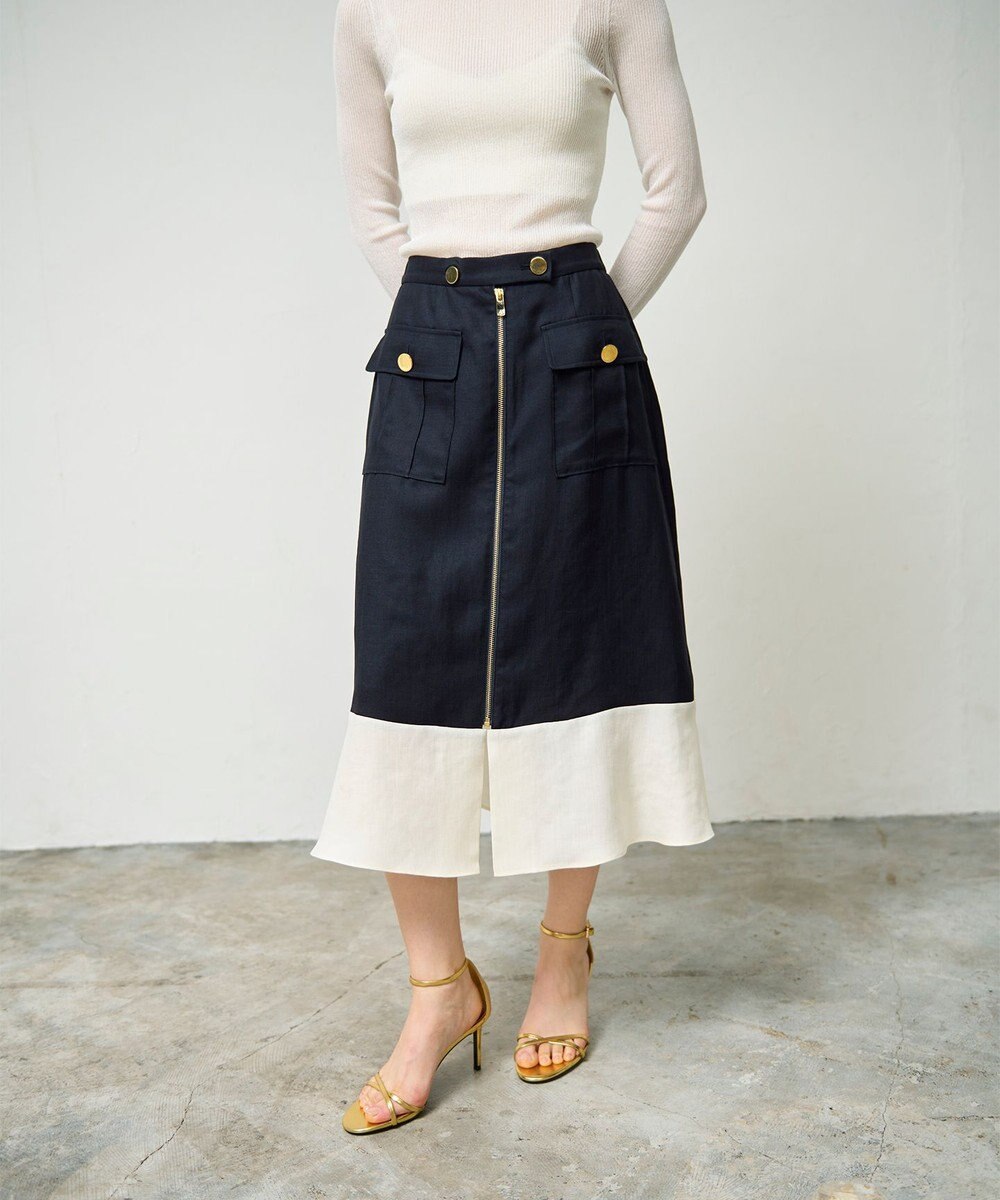 GRACE CONTINENTAL バイカラージップスカート 