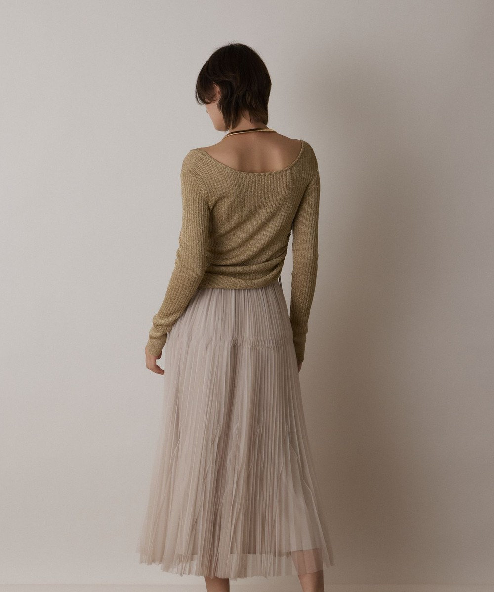 GRACE CONTINENTAL ラメリブクルーネックトップ