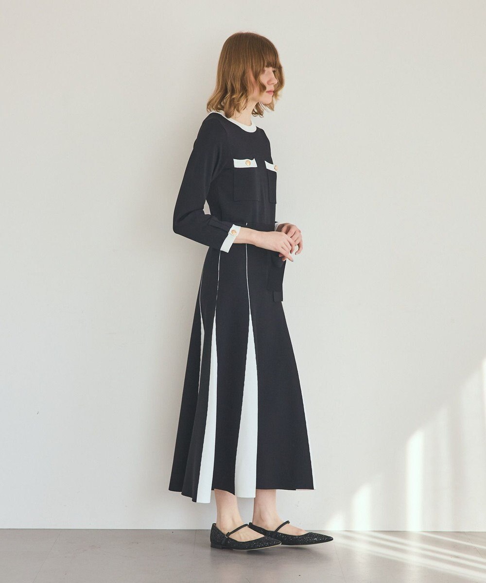 GRACE CONTINENTAL ニットバイカラージャガードワンピース 