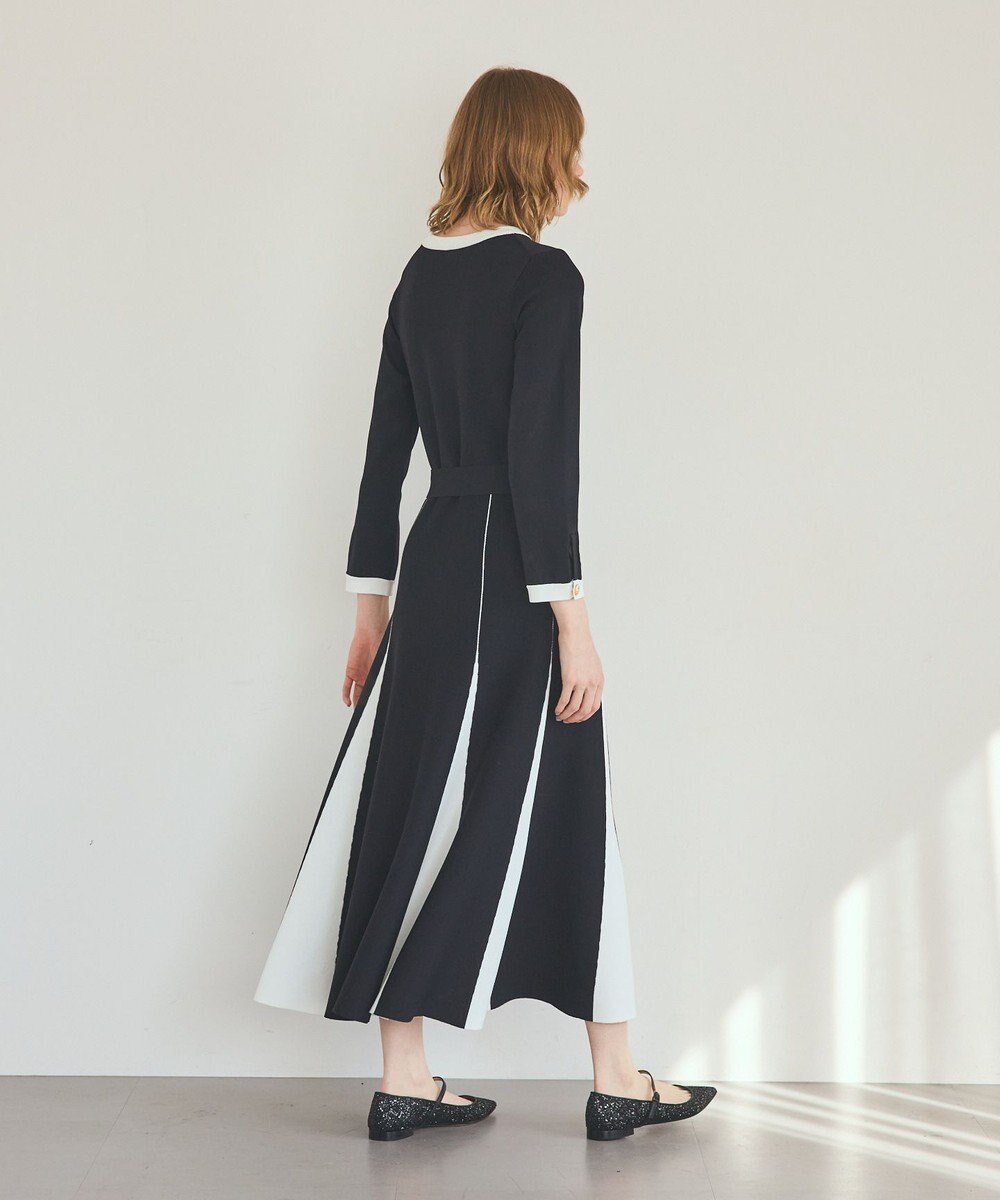 GRACE CONTINENTAL ニットバイカラージャガードワンピース 