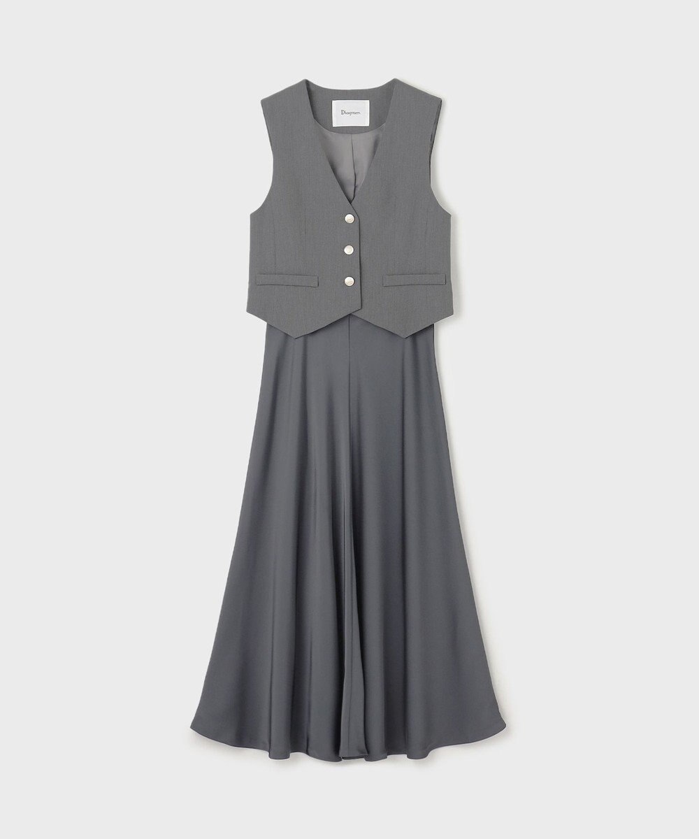 GRACE CONTINENTAL サテンコンビジレワンピース 