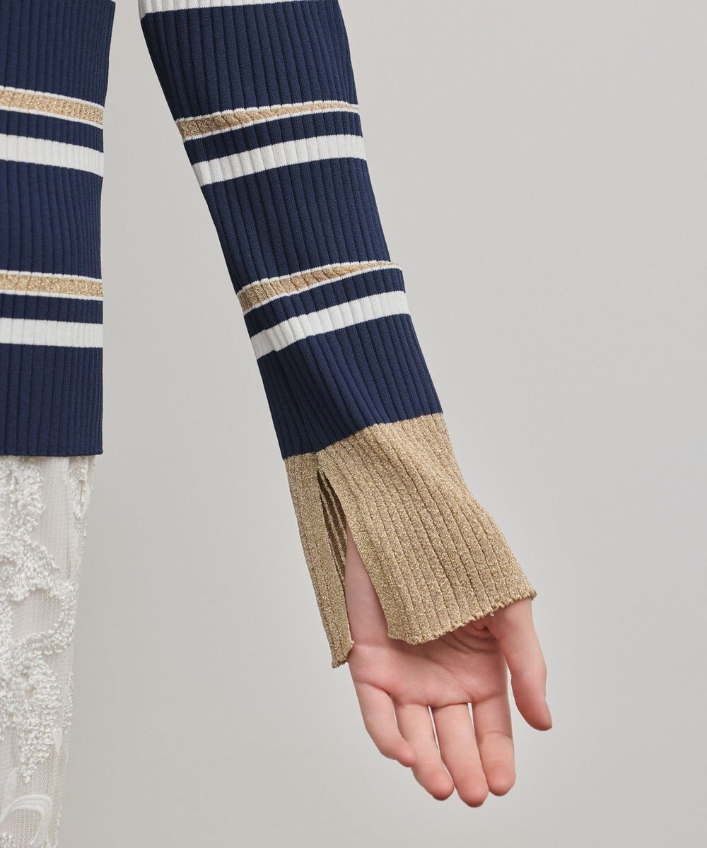 GRACE CONTINENTAL ラメボーダーニットトップ 