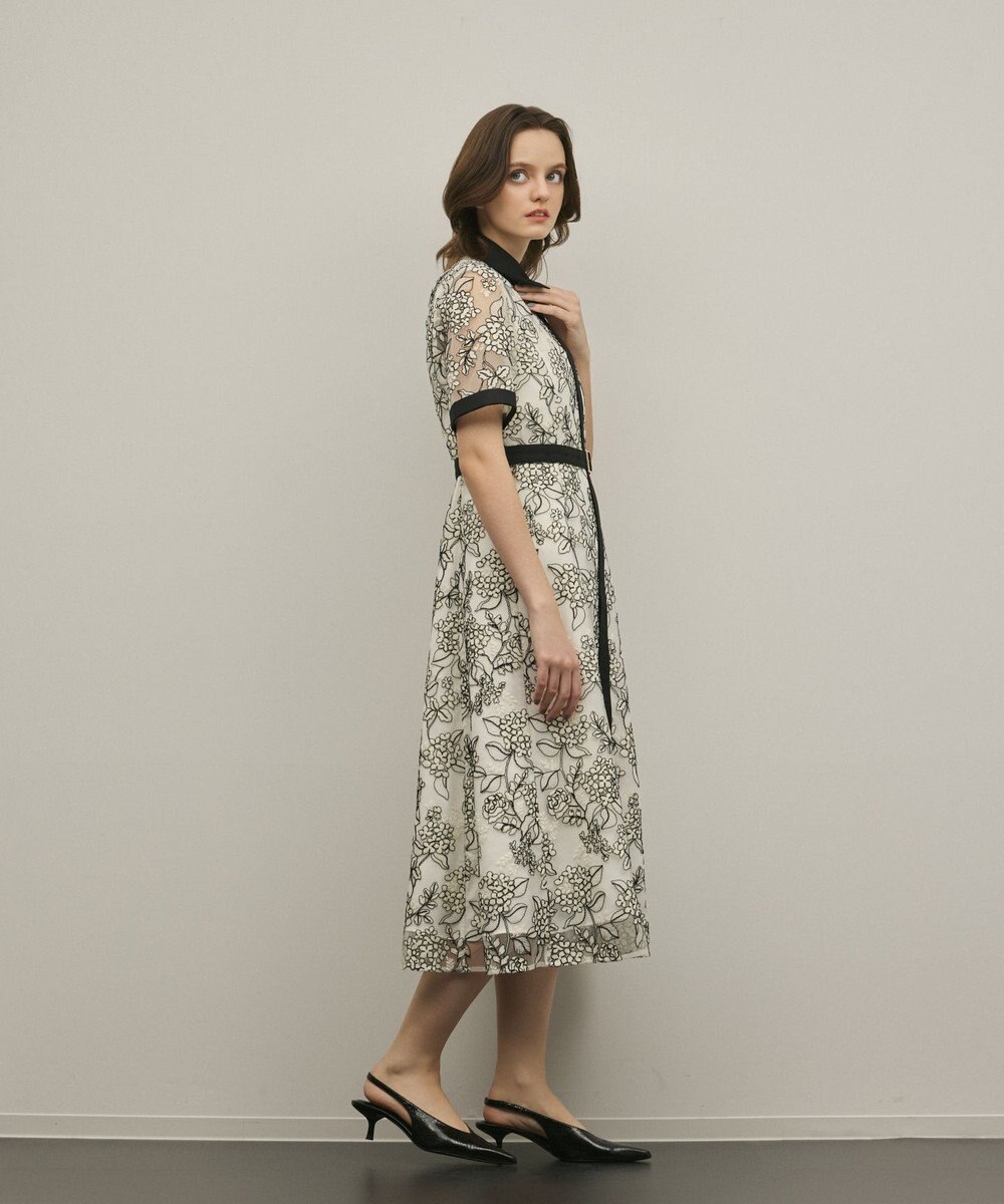 GRACE CONTINENTAL フラワーコード刺繍ワンピース 