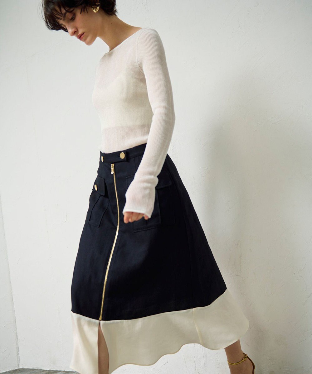 GRACE CONTINENTAL バイカラージップスカート 