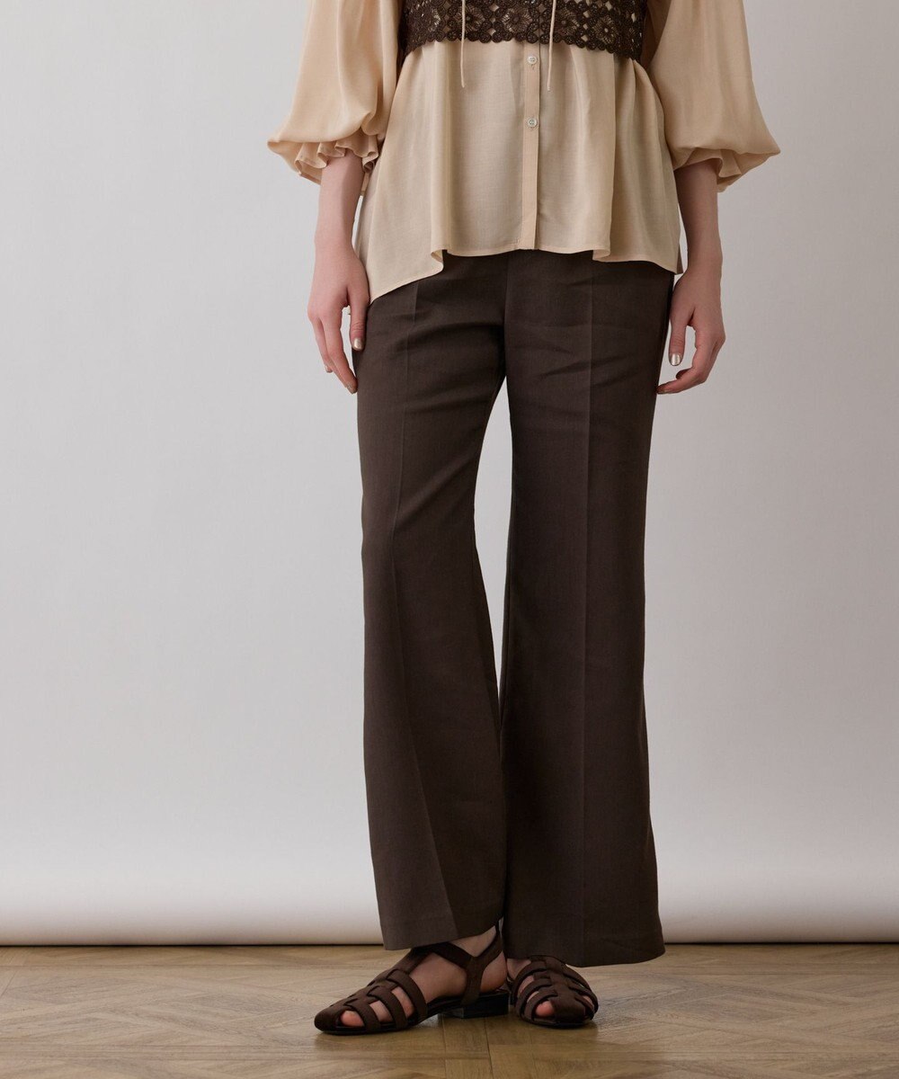 GRACE CONTINENTAL リネンサテンフレアパンツ