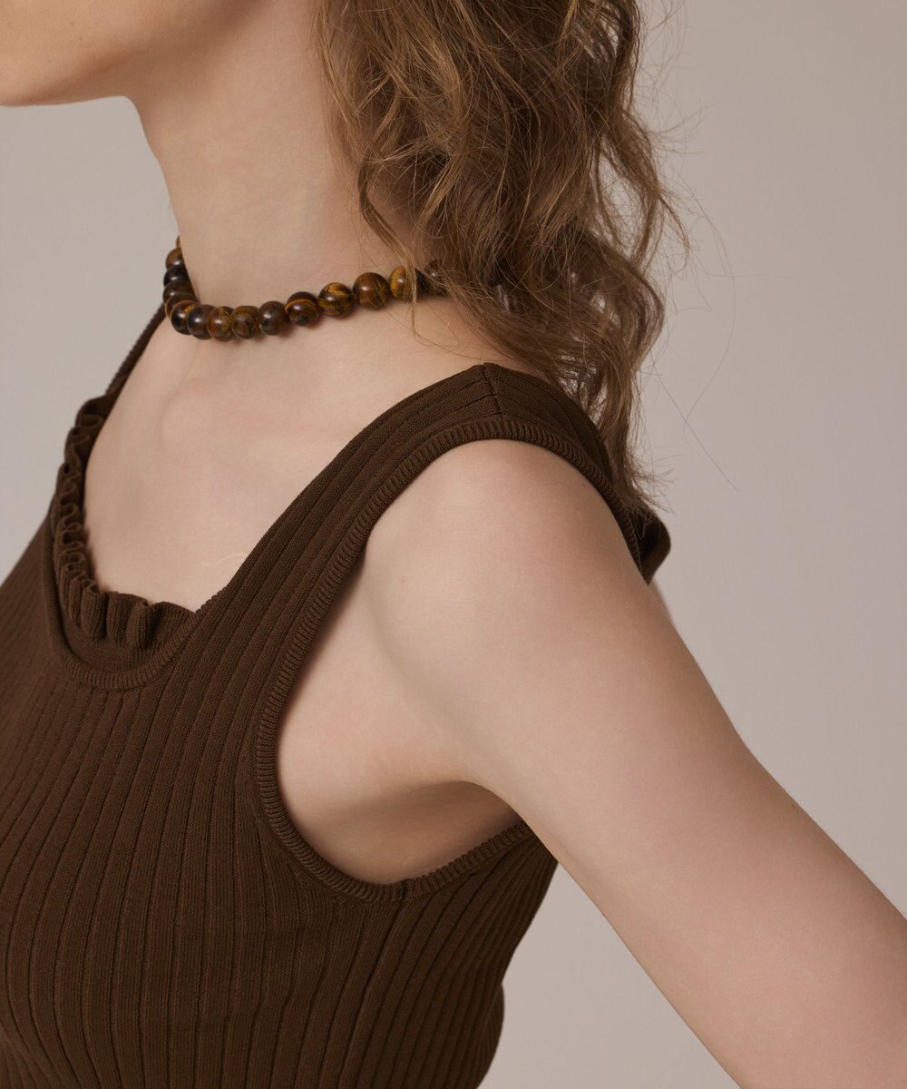 GRACE CONTINENTAL リブフリルニットトップ 