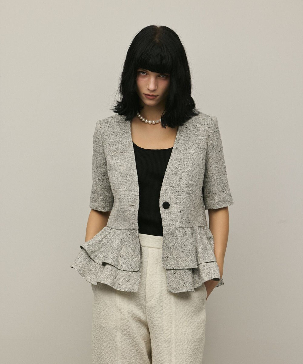 GRACE CONTINENTAL ペプラムツイードジャケット 