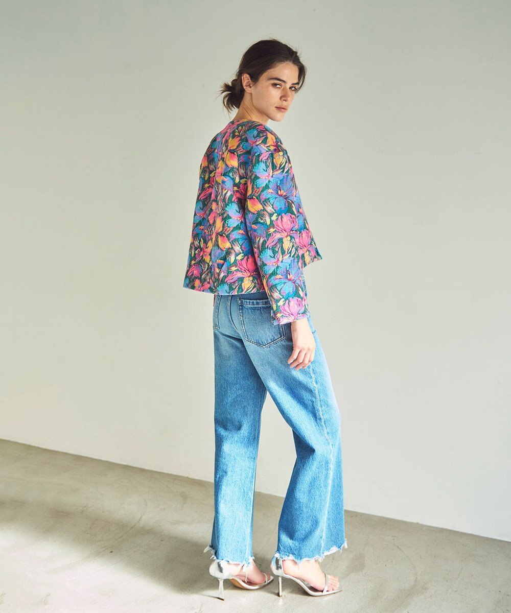 GRACE CONTINENTAL フラワージャガードノーカラージャケット