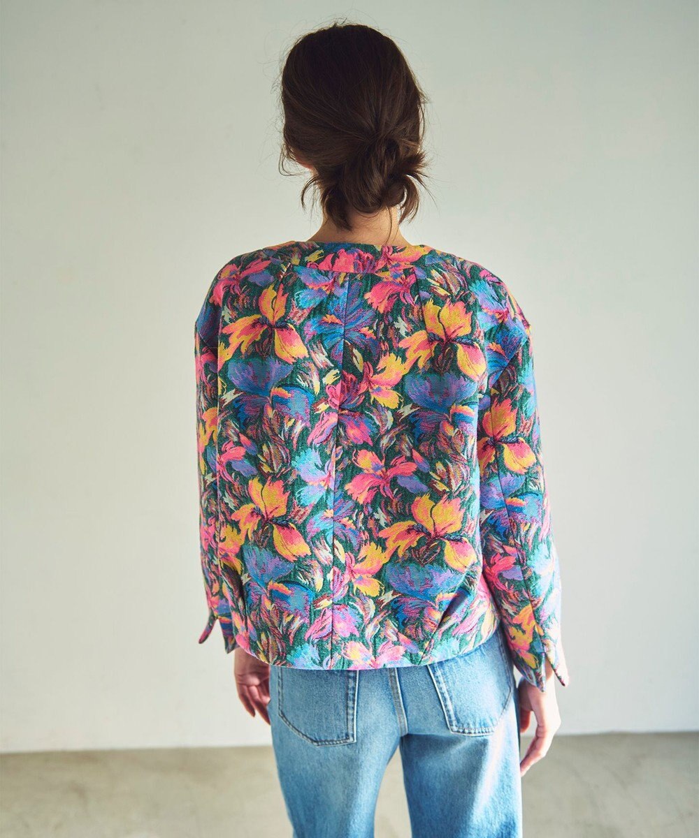 GRACE CONTINENTAL フラワージャガードノーカラージャケット