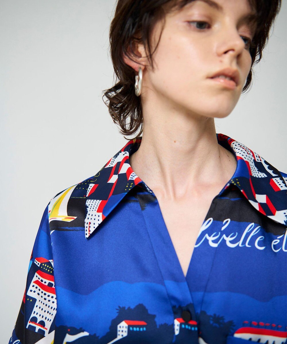 GRACE CONTINENTAL マリンプリントシャツドレス 