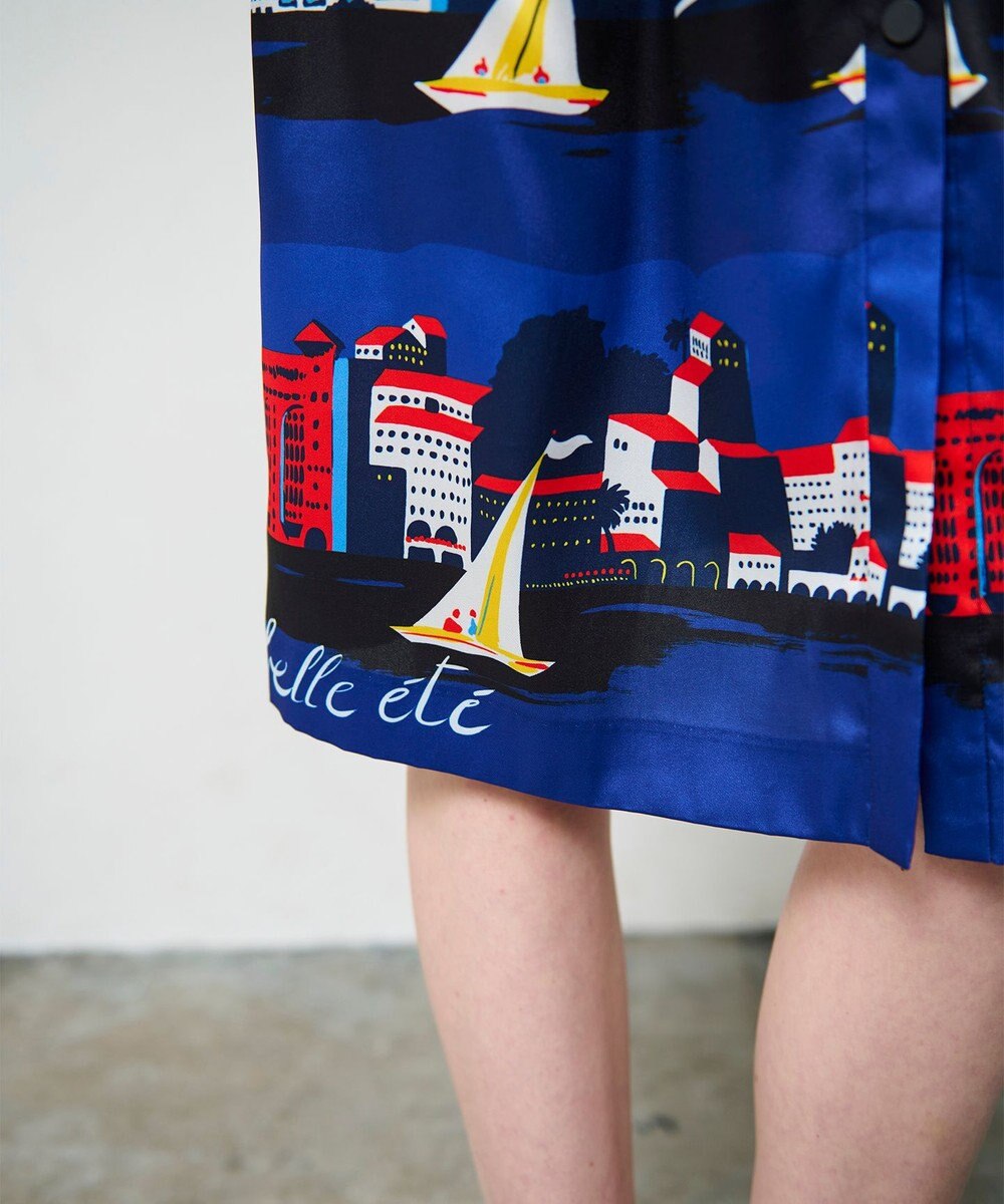 GRACE CONTINENTAL マリンプリントシャツドレス 