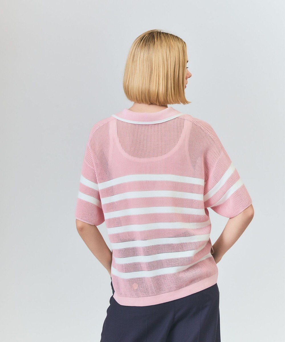 GRACE CONTINENTAL ワッフルボーダートップ