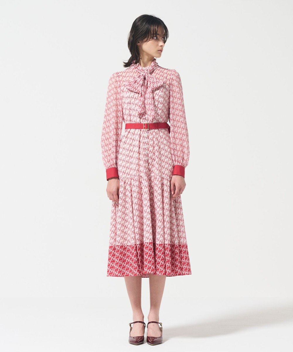 GRACE CONTINENTAL モノグラムプリントレイヤードワンピース 
