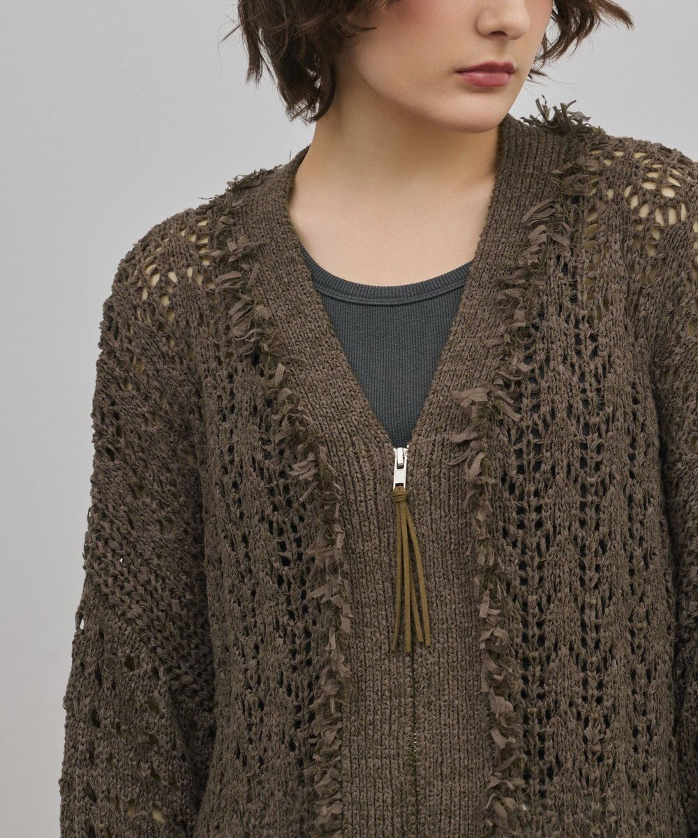 GRACE CONTINENTAL zipミドルニットカーディガン 