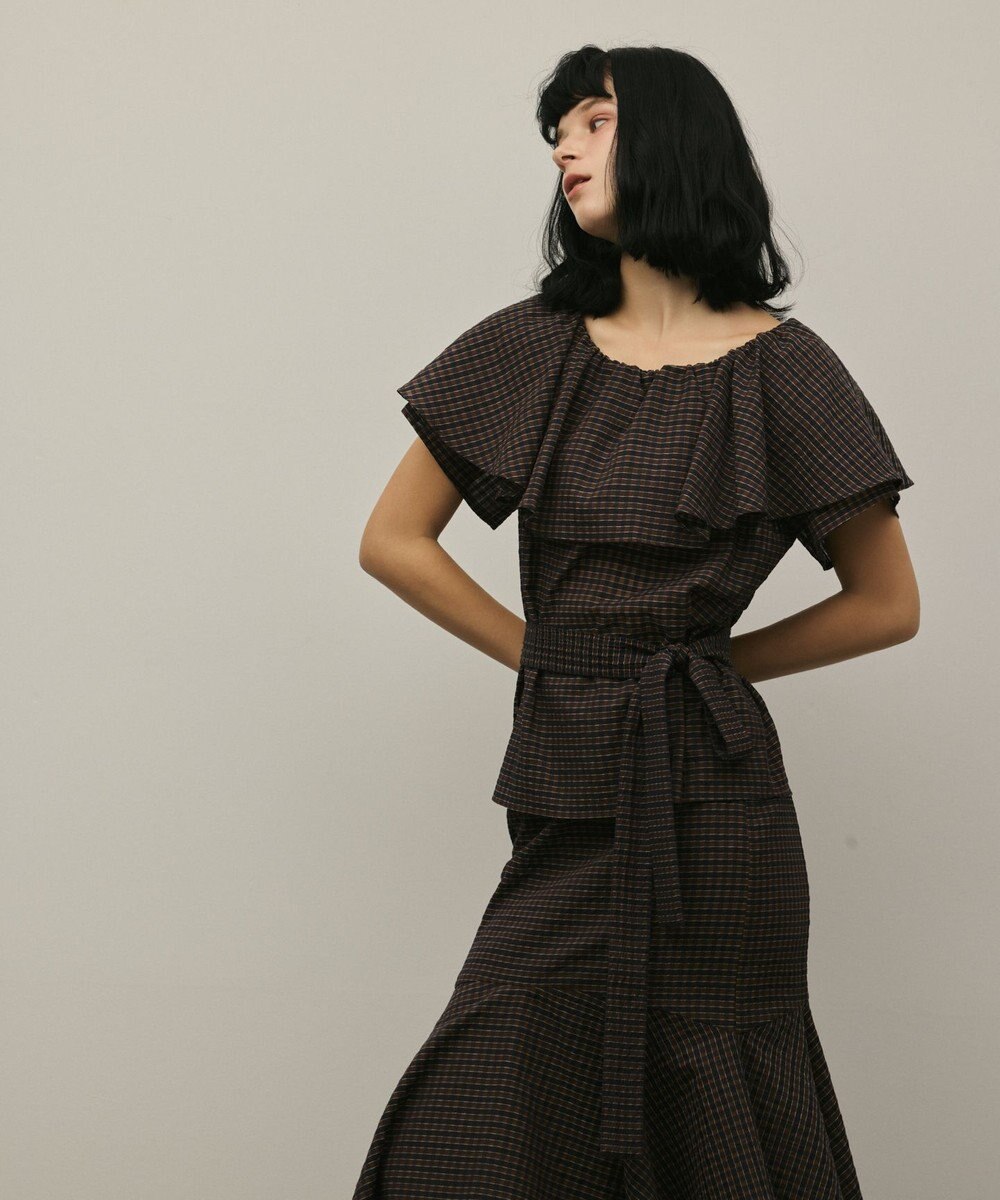 GRACE CONTINENTAL チェックケープブラウス 