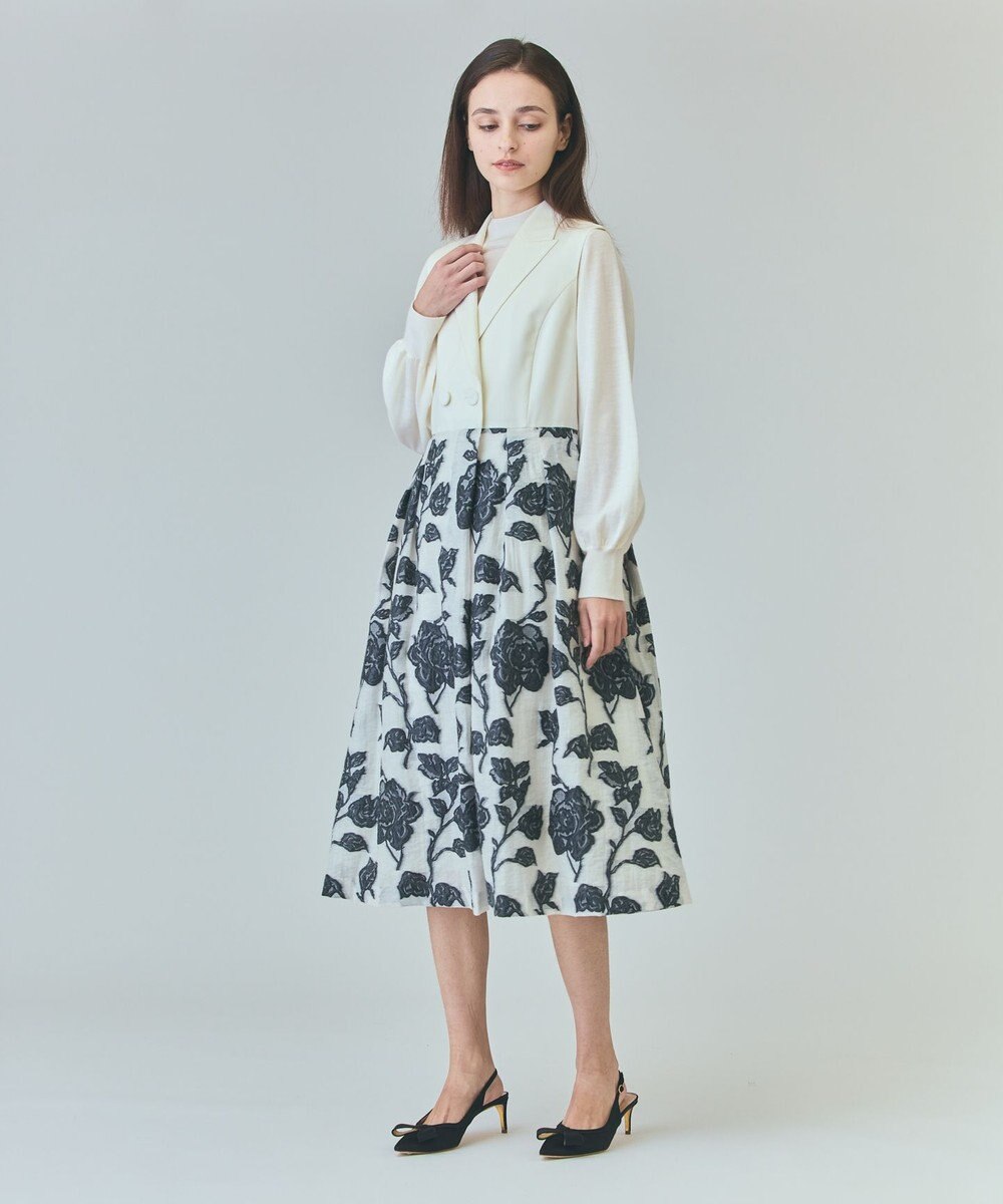 GRACE CONTINENTAL フラワージャガードテーラードレス