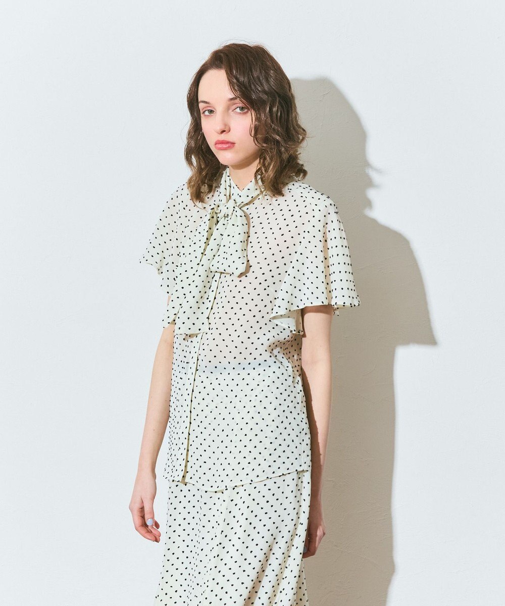 GRACE CONTINENTAL ドットジャガードボウタイブラウス 