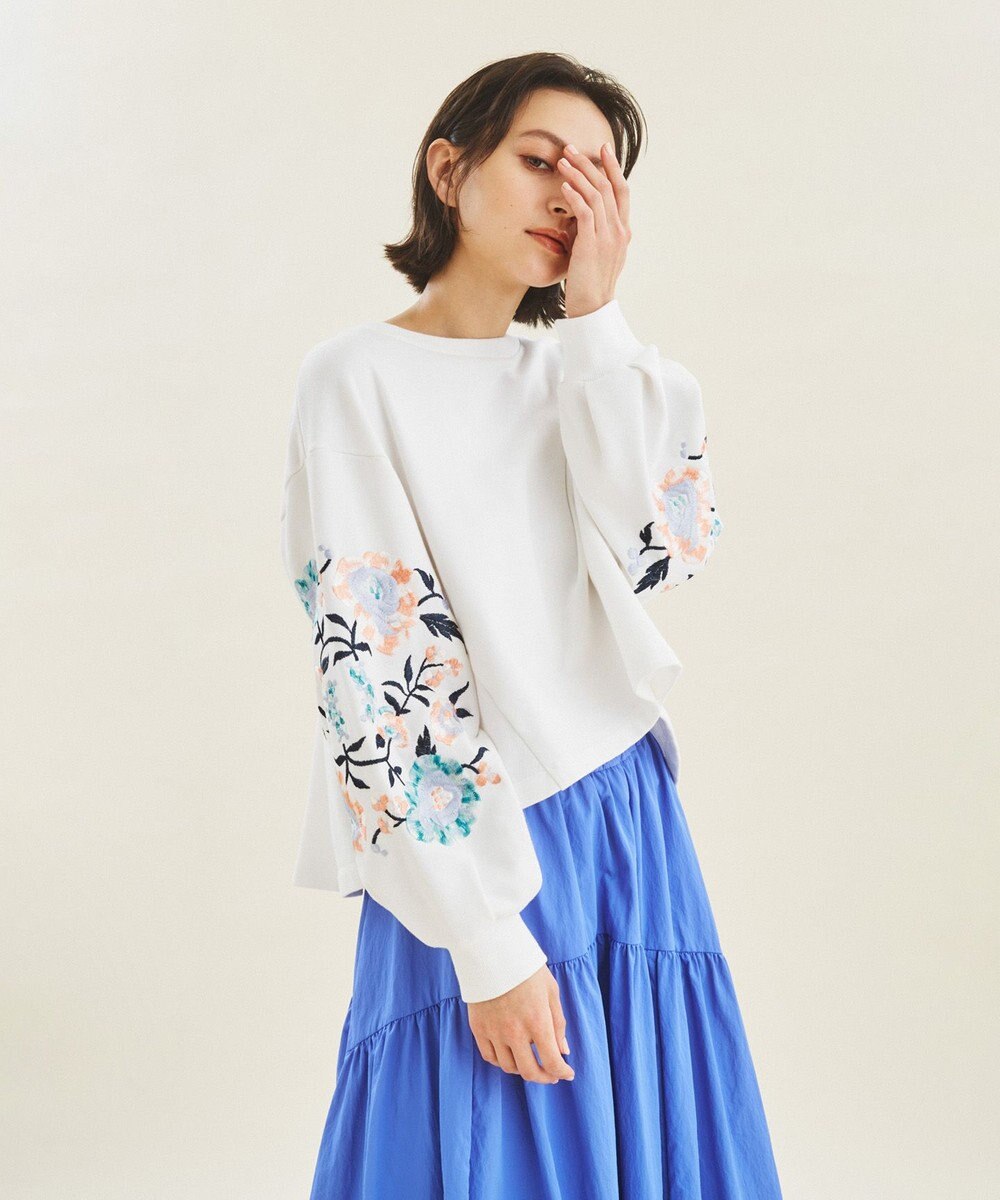 刺繍スリーブ裏毛トップ / GRACE CONTINENTAL | GRACE CONTINENTAL 
