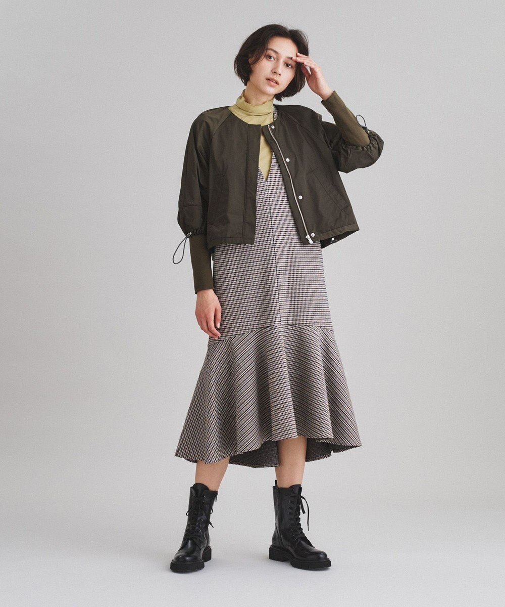 GRACE CONTINENTAL 【オンライン限定】タフタノーカラーブルゾン カーキ