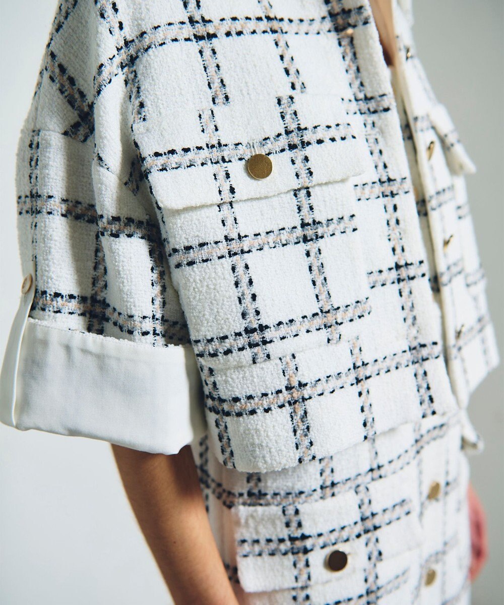 GRACE CONTINENTAL チェックツイードショートジャケット 