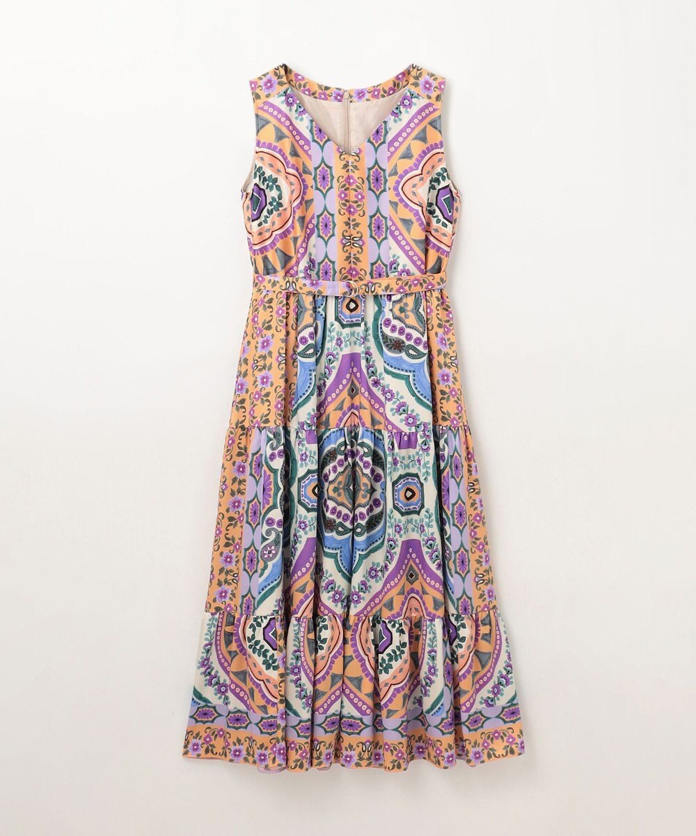 GRACE CONTINENTAL パネルプリントティアードワンピース 