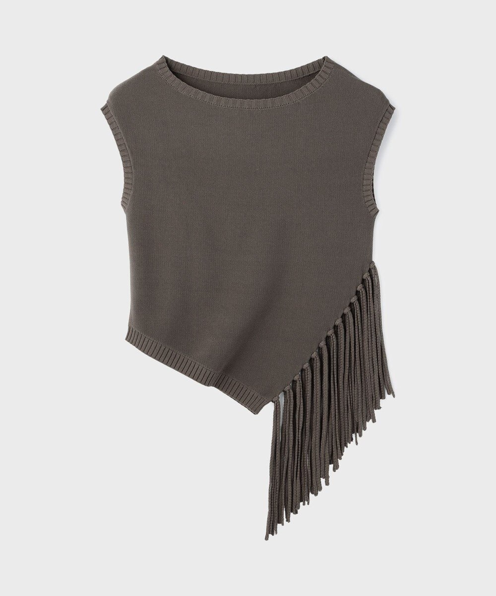 GRACE CONTINENTAL フリンジイレヘムニットトップ 