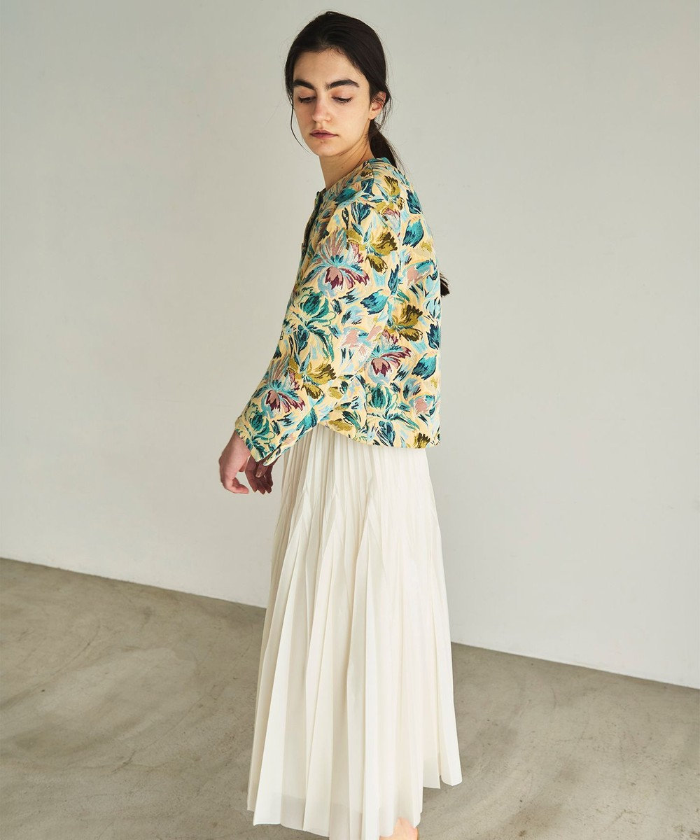 GRACE CONTINENTAL フラワージャガードノーカラージャケット