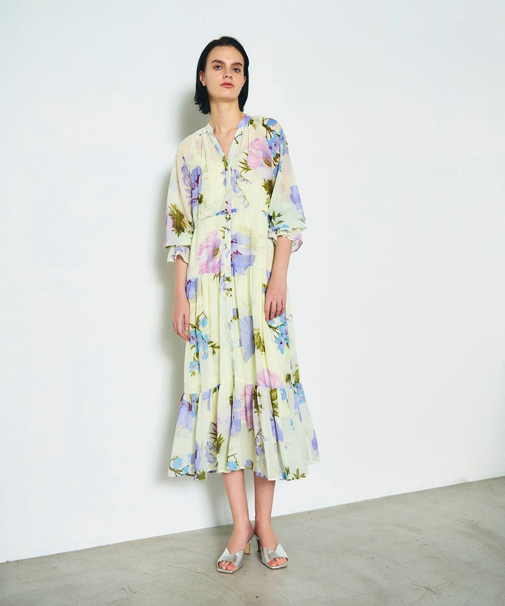 GRACE CONTINENTAL ビッグボタニカルシャツワンピース 