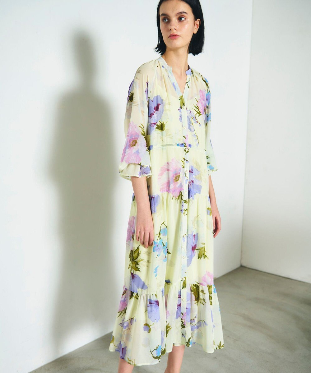 GRACE CONTINENTAL ビッグボタニカルシャツワンピース 