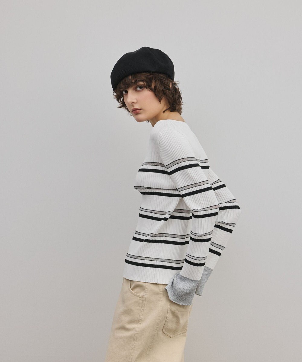 GRACE CONTINENTAL ラメボーダーニットトップ 