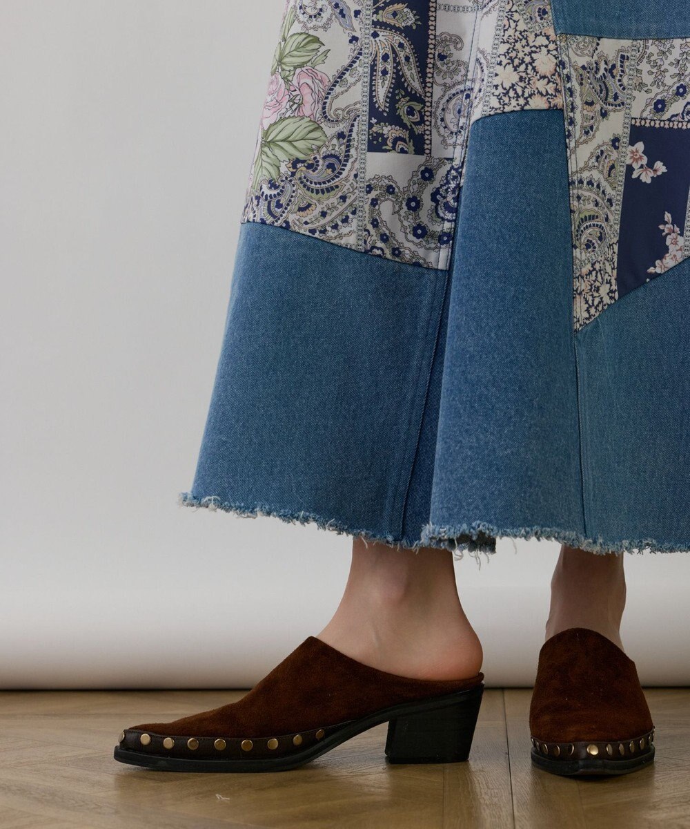 GRACE CONTINENTAL スカーフコンビデニムスカート 