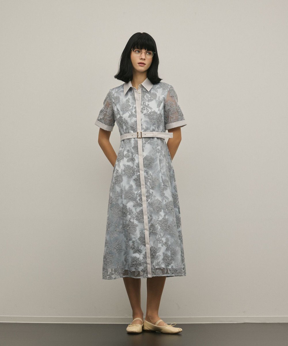 GRACE CONTINENTAL フラワーコード刺繍ワンピース 