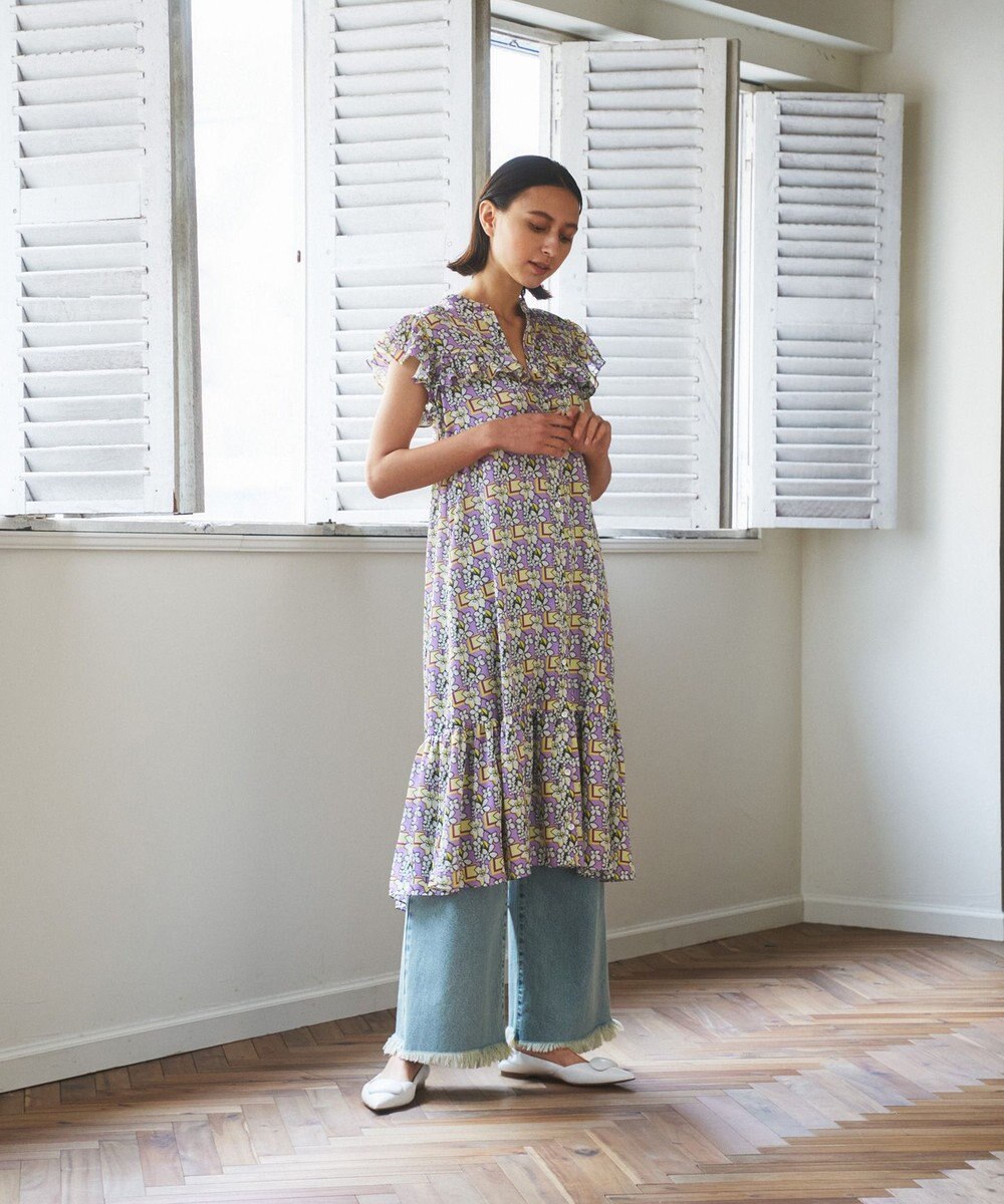 ラッフルスリーブプリントワンピース Grace Continental Grace Continental グレースコンチネンタル 通販 ラッフルスリーブプリントワンピース Grace Continental Grace Continental グレースコンチネンタル 通販