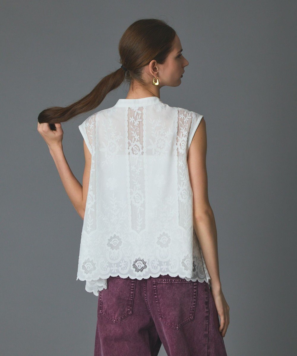 GRACE CONTINENTAL 刺繍スキッパートップ 