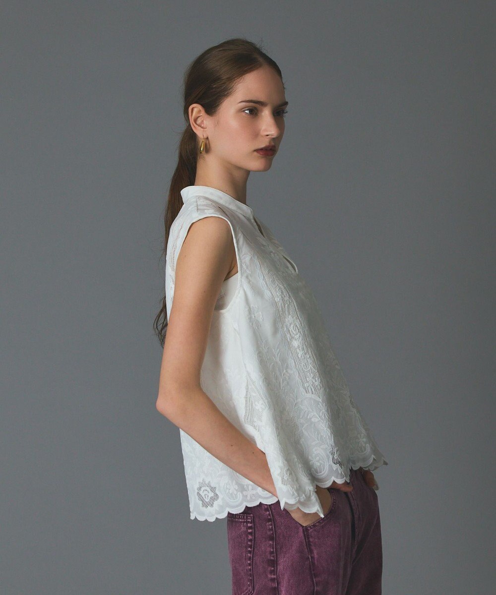GRACE CONTINENTAL 刺繍スキッパートップ 