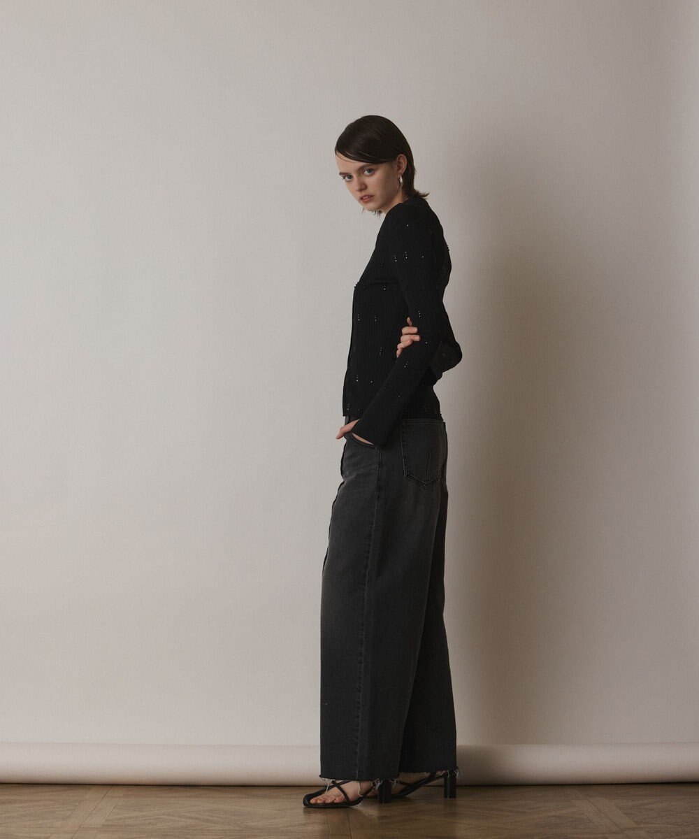 GRACE CONTINENTAL ビジューリブニットトップ